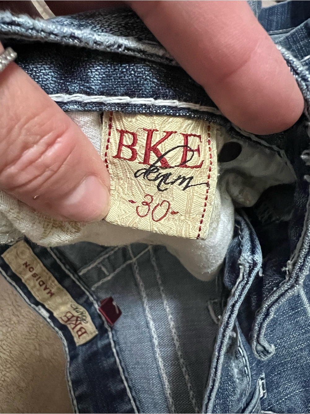 BKE Women's Embroidered Distressed Denim Shorts - Blue - Picture 3 of 3